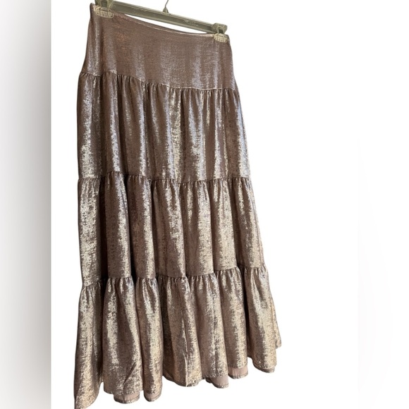 And Now This Dresses & Skirts - Pink Metallic long tiered Maxi Light sz small cottagecore county glam boho